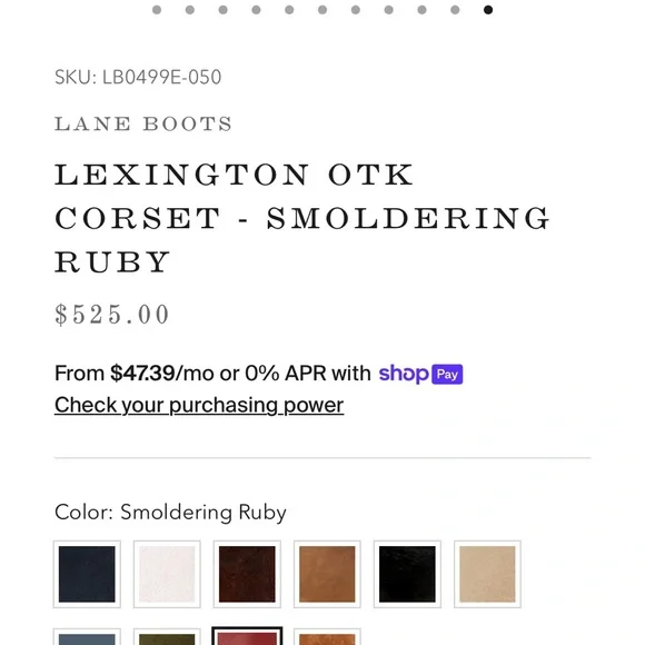 LANE BOOTS
LEXINGTON OTK CORSET - SMOLDERING RUBY
SKU: LB0499E-050 - Picture 12 of 15